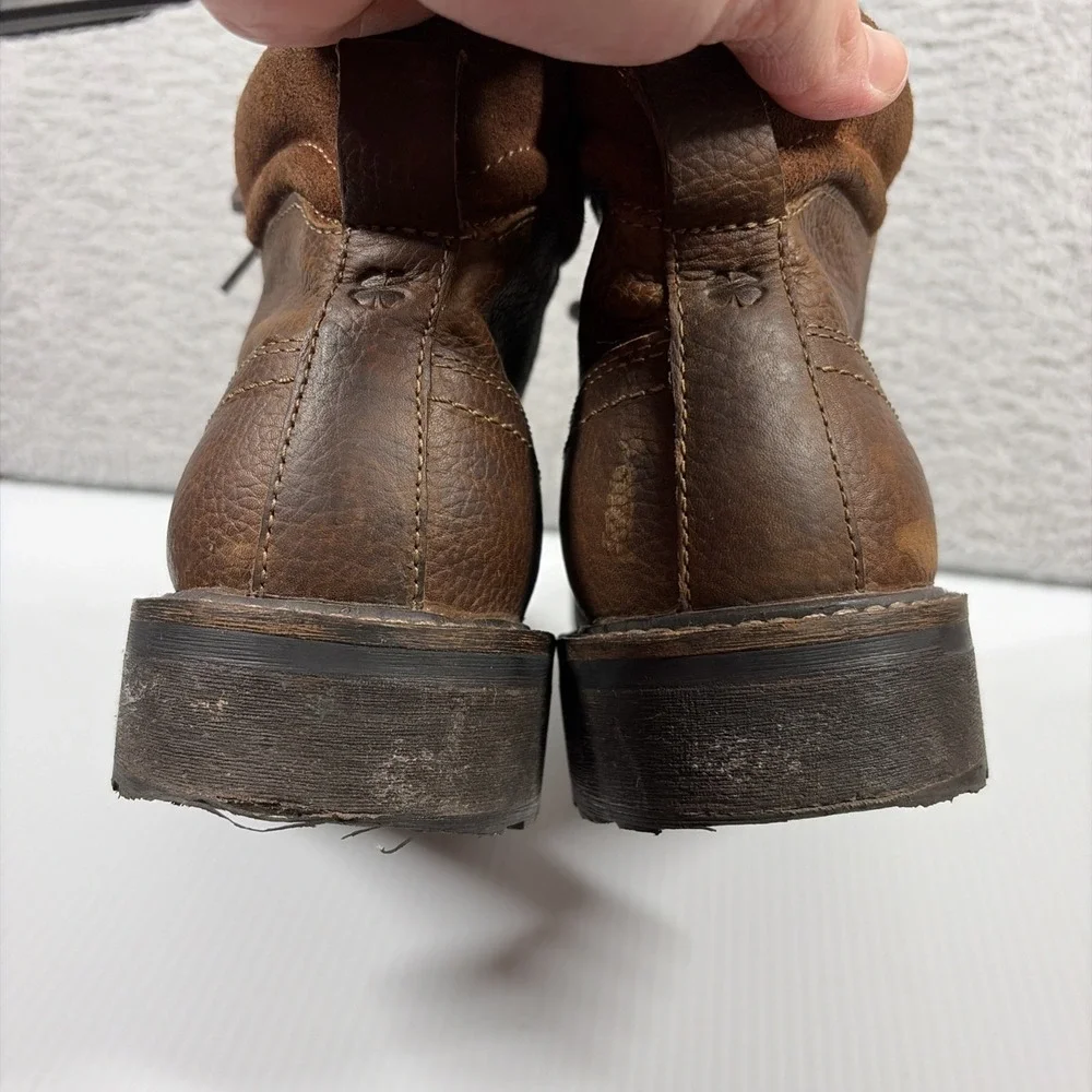 Lucky Brand Brown Leather Moc Toe Work Boots Mens 9 M-102533 Lug Heritage Logger